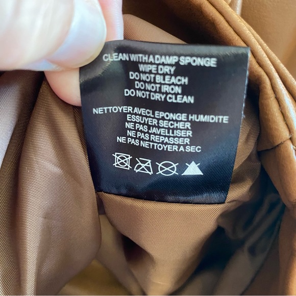 NWOT Rebecca Minkoff Cognac Tan Faux Leather Moto Biker Zipper Jacket Size Small - Picture 7 of 10
